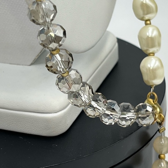 CHICOS Gold Tone Crystal Beads Rhinestone Cross Medallion Tassel Adj Necklace - Picture 11 of 16